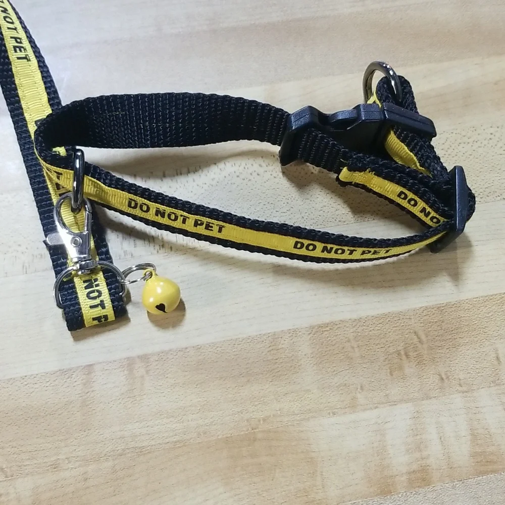 Yellow /Black small pet collar with leash.set